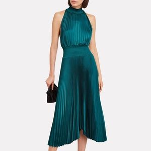 A.L.C Renzo Pleated Dress Teal Green Blue